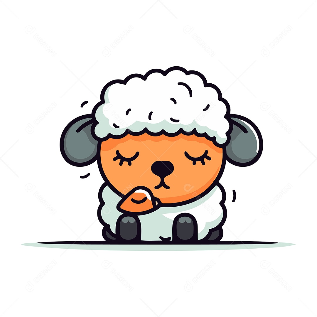 Ovelha Fofa de Desenho Animado Ilustração Vetor EPS