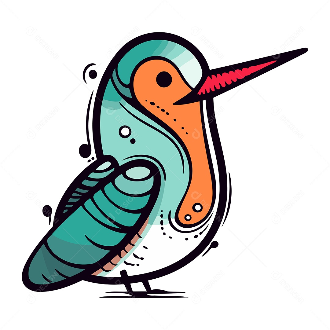 Beija Flor de Desenho Animado Ilustração Vetor EPS