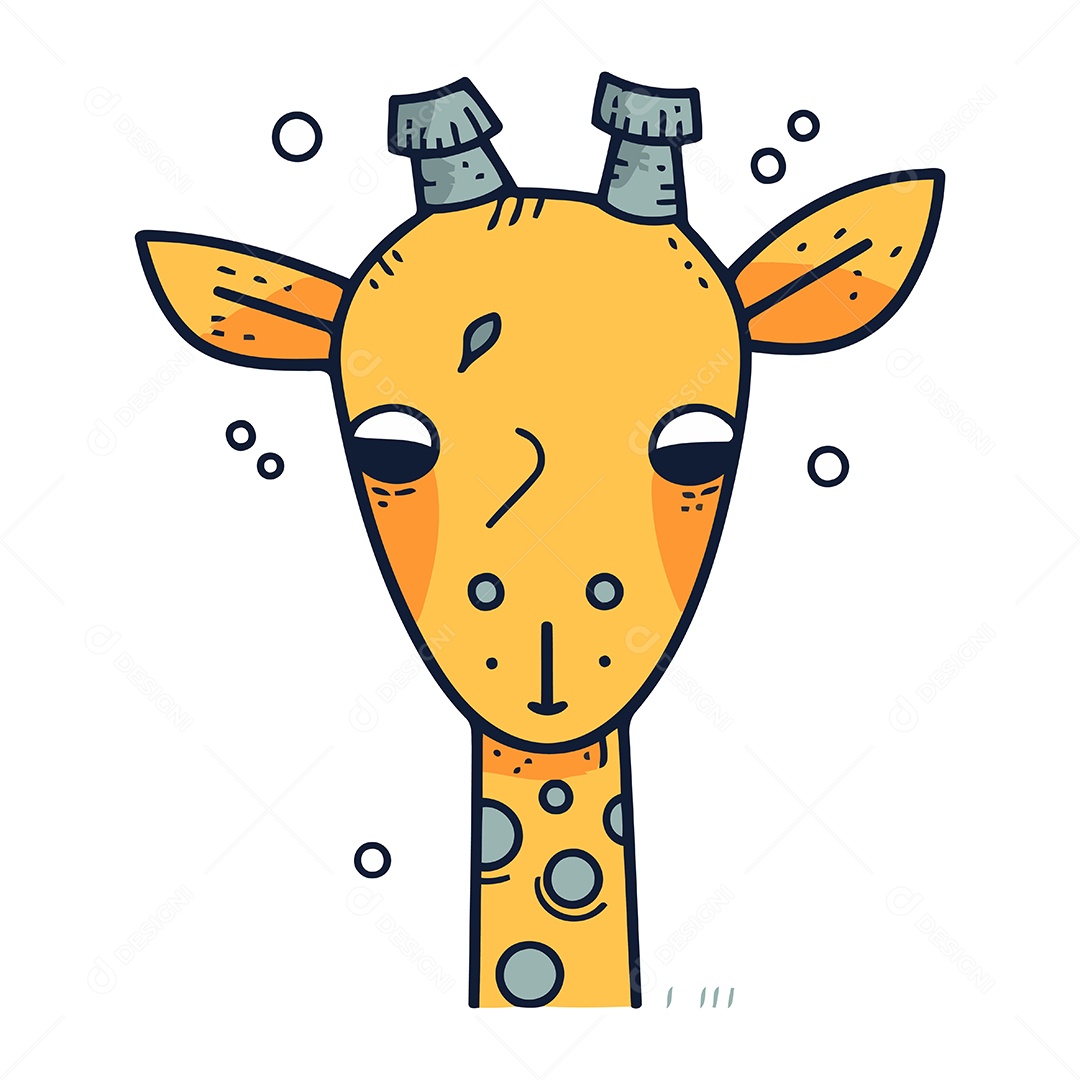 Rosto de Girafa Desenho Animado Ilustração Vetor EPS