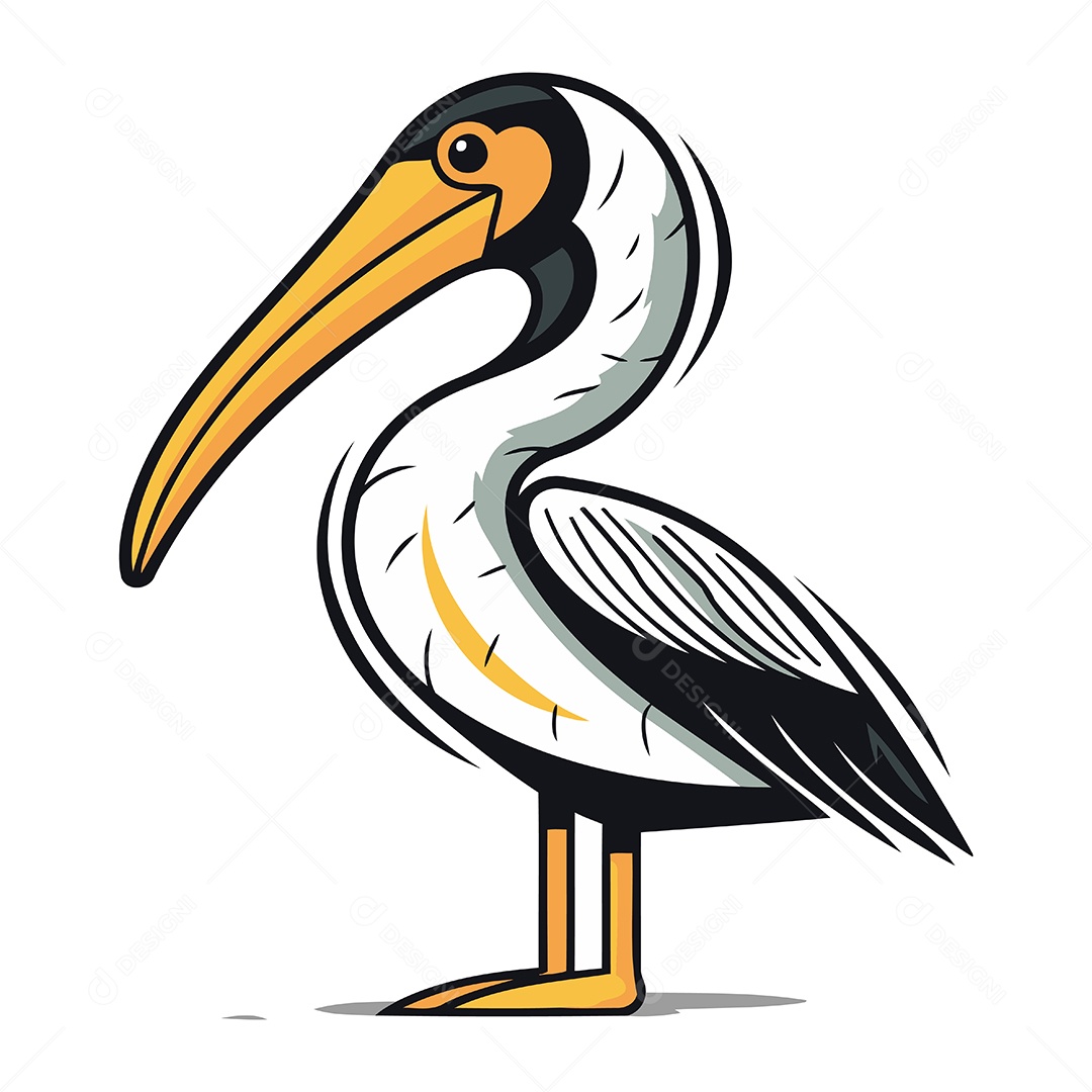 Pelicano de Desenho Animado Ilustração Vetor EPS