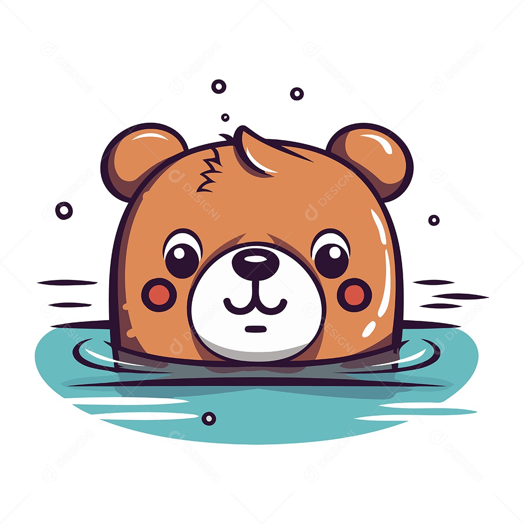 Urso Pardo Fofo de Desenho Animado Ilustração Vetor EPS