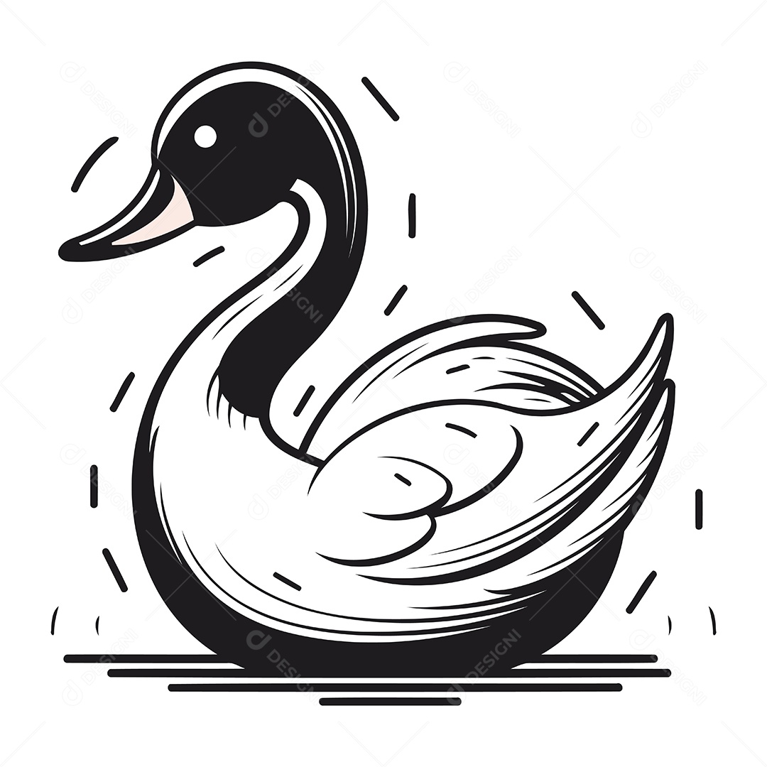 Cisne de Desenho Animado Ilustração Vetor EPS