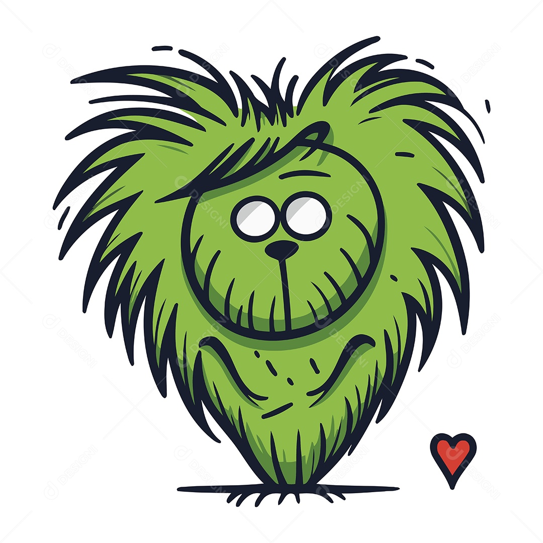 Monstro Verde de Desenho Animado Ilustração Vetor EPS