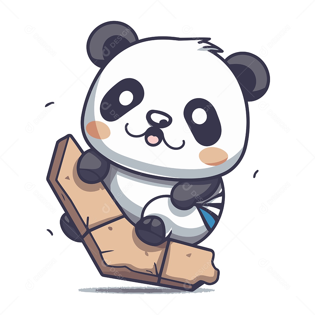Panda Fofo de Desenho Animado Ilustração Vetor EPS