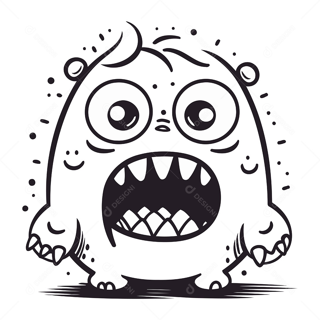 Monstro Fofo de Desenho Animado Ilustração Vetor EPS