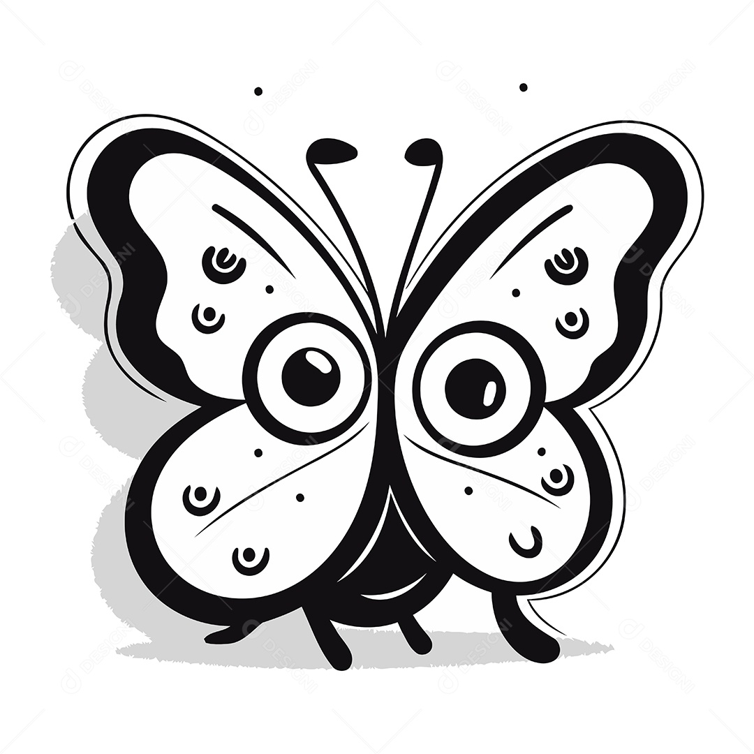 Borboleta de Desenho Animado Ilustração Vetor EPS