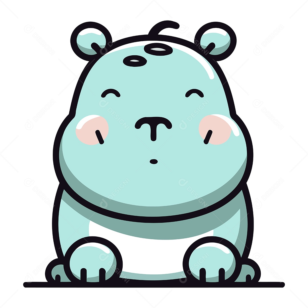 Hipopótamo Fofo de Desenho Animado Ilustração Vetor EPS