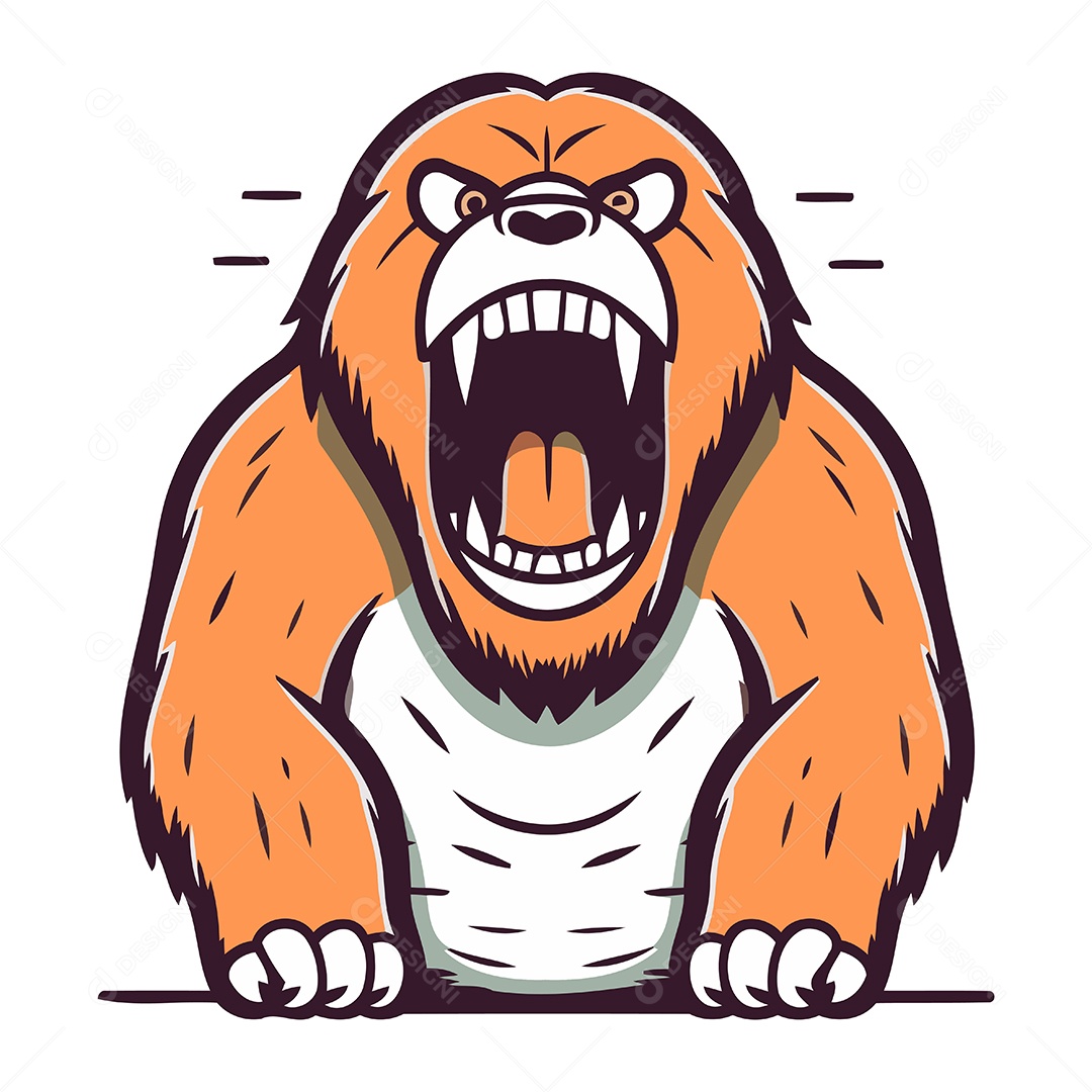 Gorila Furioso de Desenho Animado Ilustração Vetor EPS