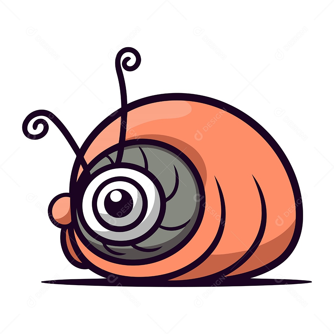 Caracol Fofo de Desenho Animado Ilustração Vetor EPS
