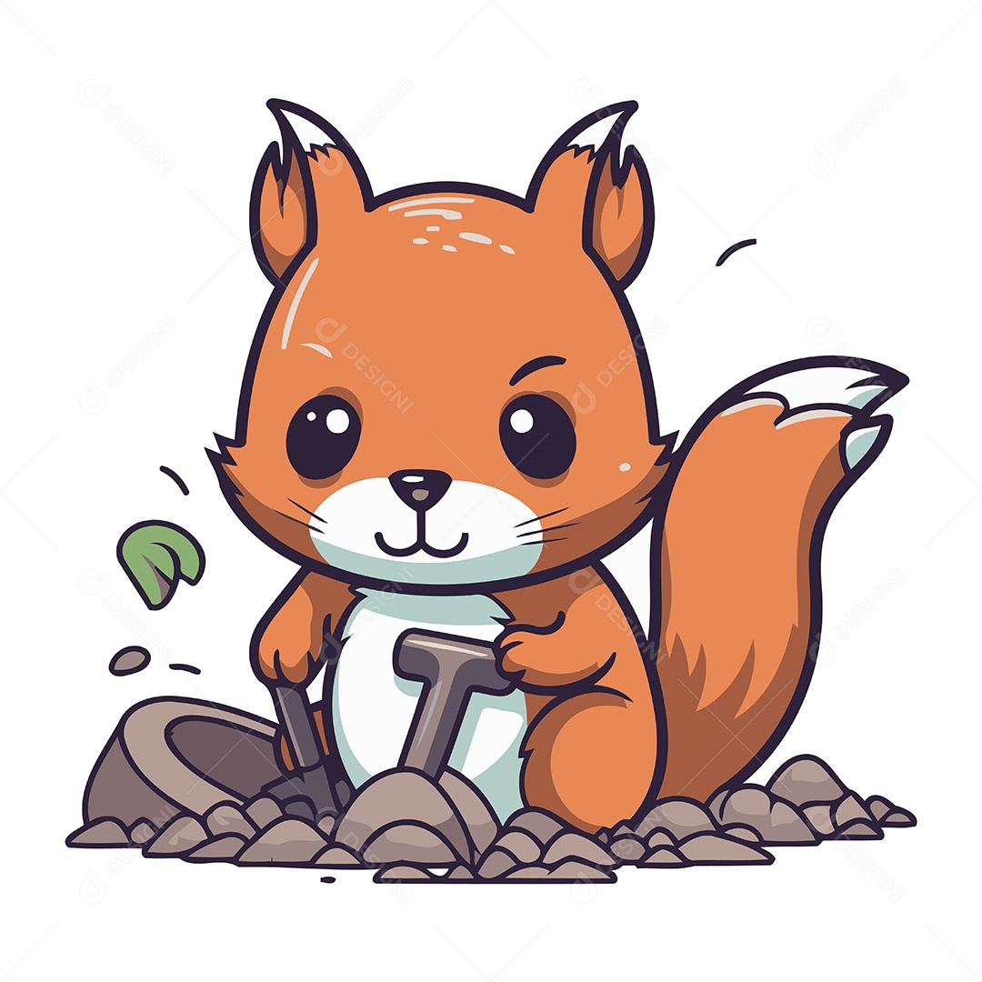 Esquilo de Desenho Animado Ilustração Vetor EPS