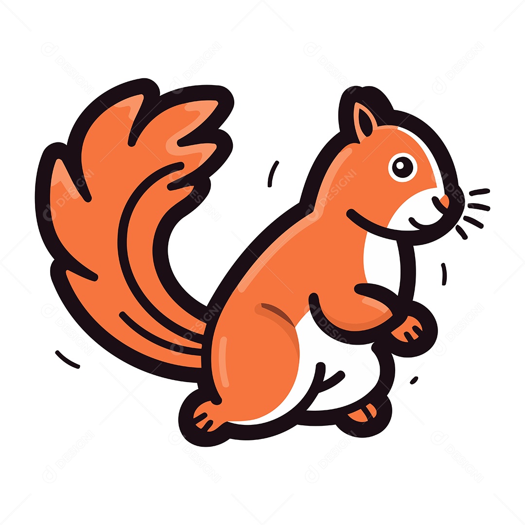 Esquilo Fofo de Desenho Animado Ilustração Vetor EPS