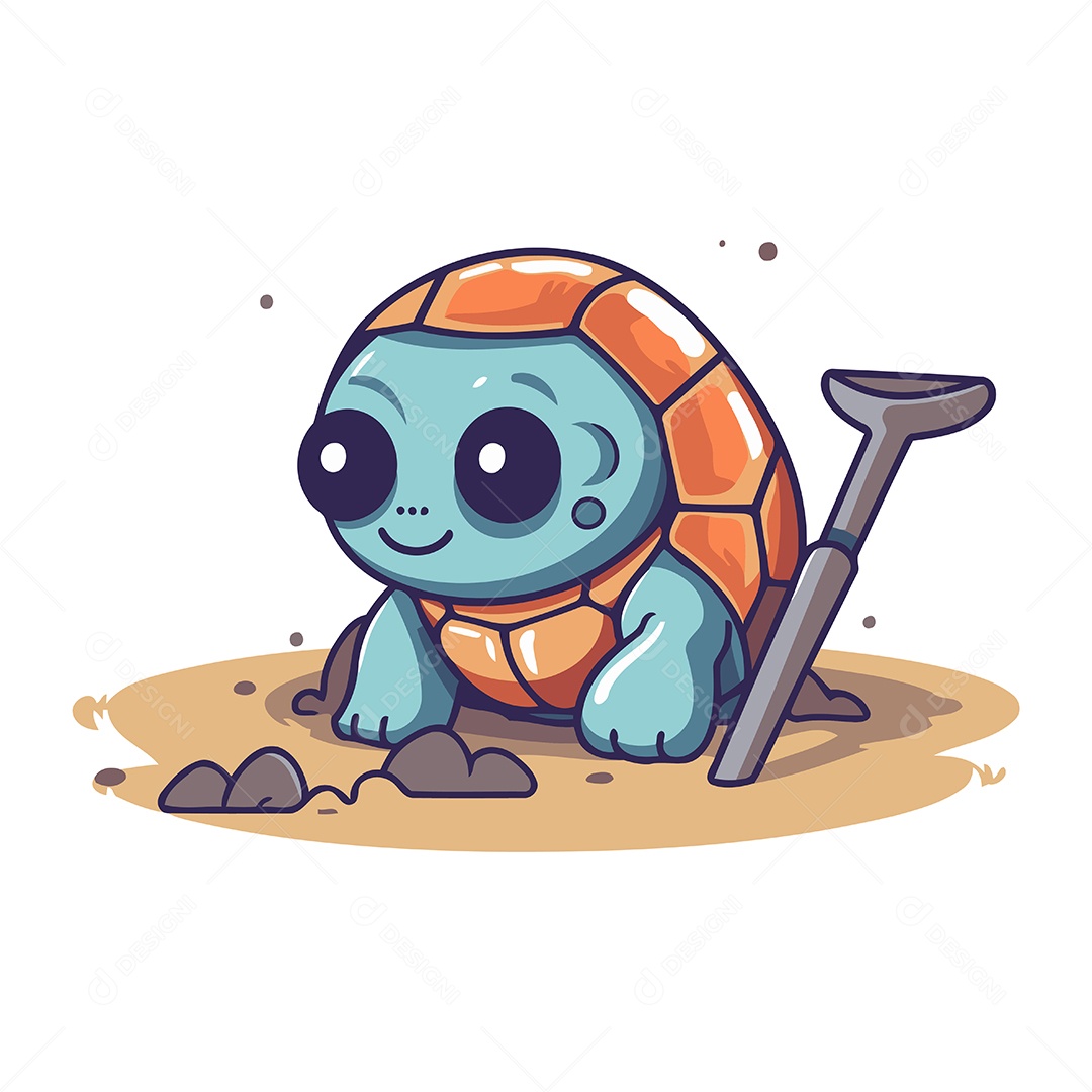 Tartaruga Fofa de Desenho Animado Ilustração Vetor EPS