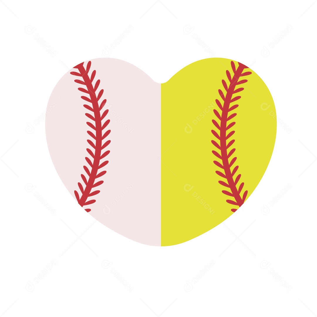 Bola de Beisebol em Formato de Coração Ilustração Vetor EPS