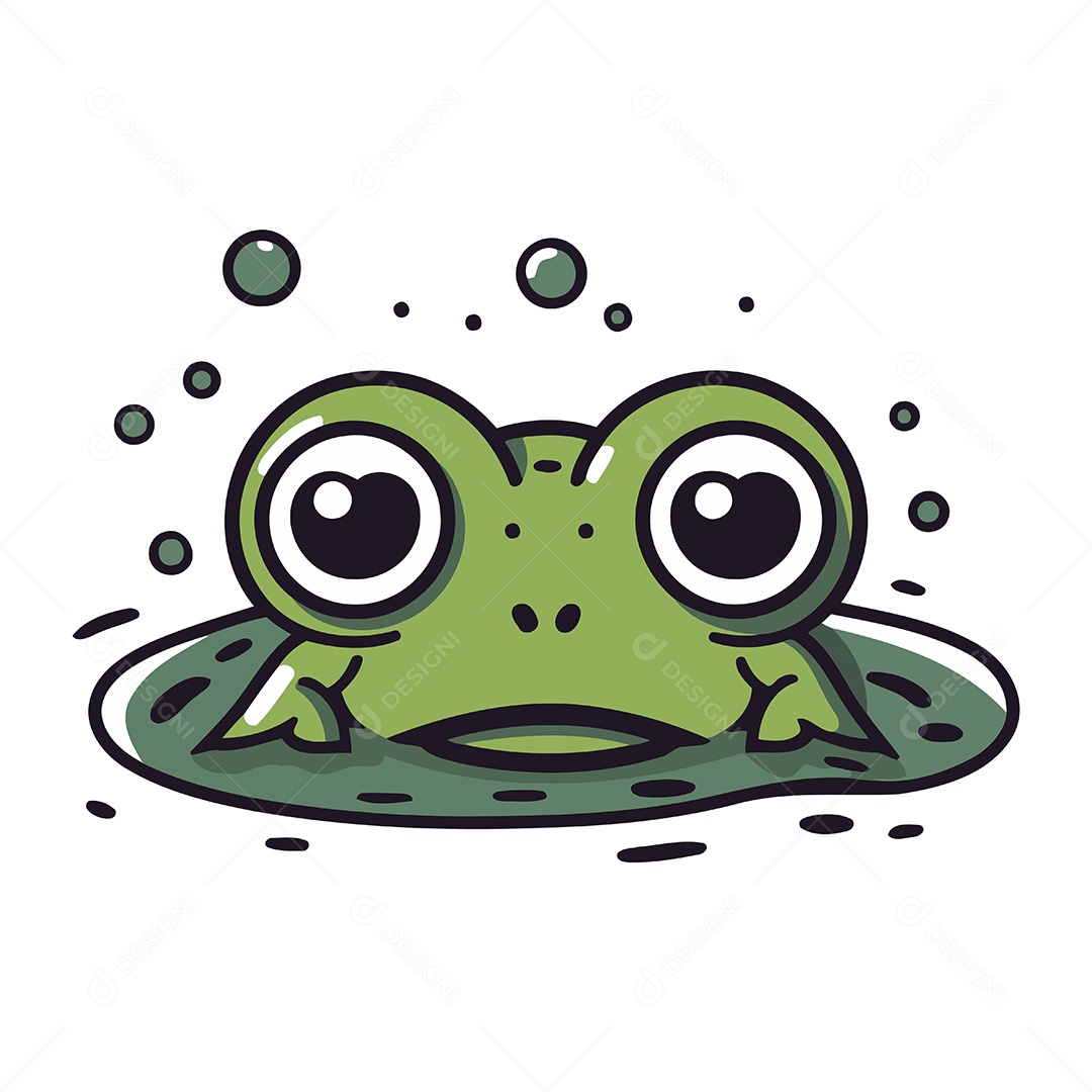 Sapo na Água de Desenho Animado Ilustração Vetor EPS