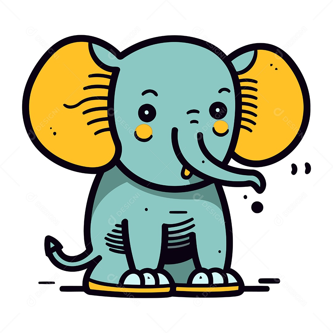 Elefante de Desenho Animado Ilustração Vetor EPS