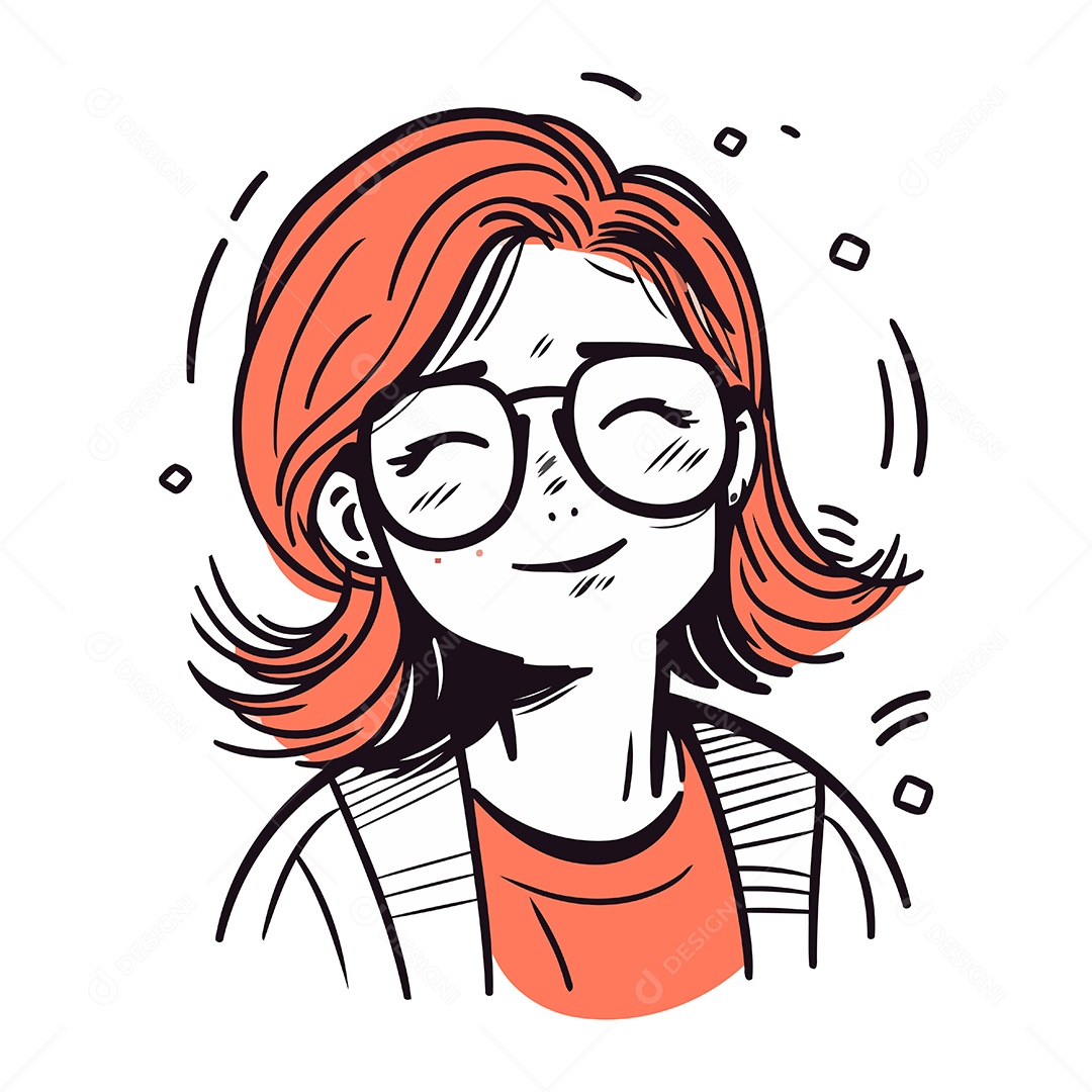 Jovem de Óculos Desenho Animado Ilustração Vetor EPS