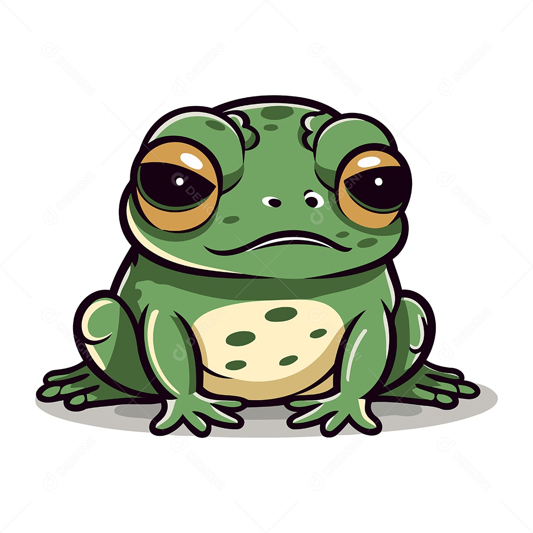 Sapo Fofo de Desenho Animado Ilustração Vetor EPS