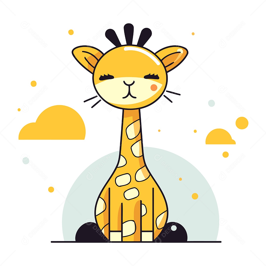 Girafa Fofa de Desenho Animado Ilustração Vetor EPS