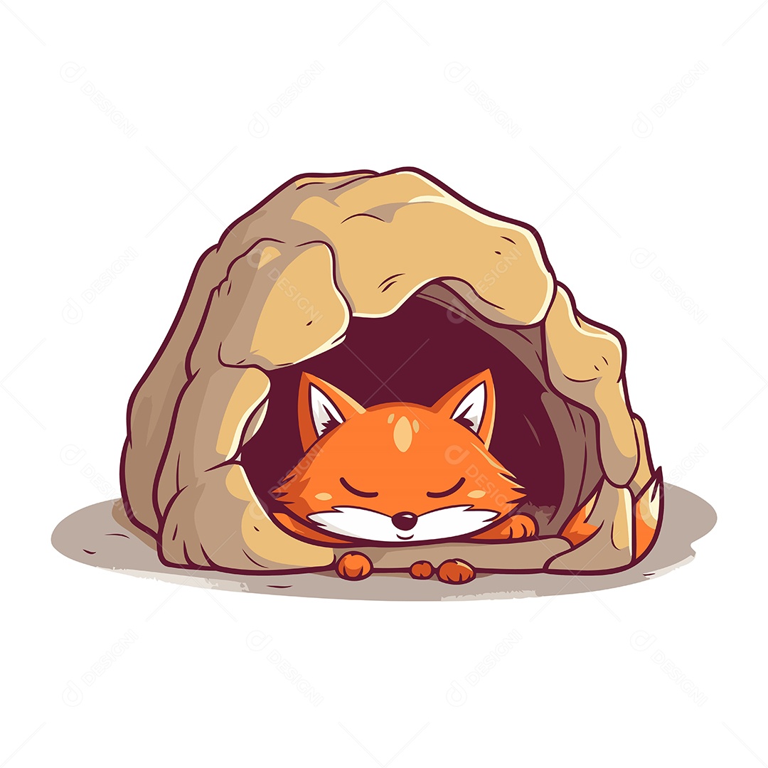 Raposa Fofa de Desenho Animado Ilustração Vetor EPS