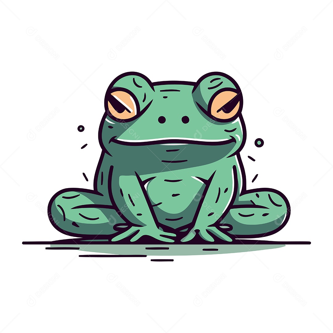 Sapo Fofo de Desenho Animado Ilustração Vetor EPS