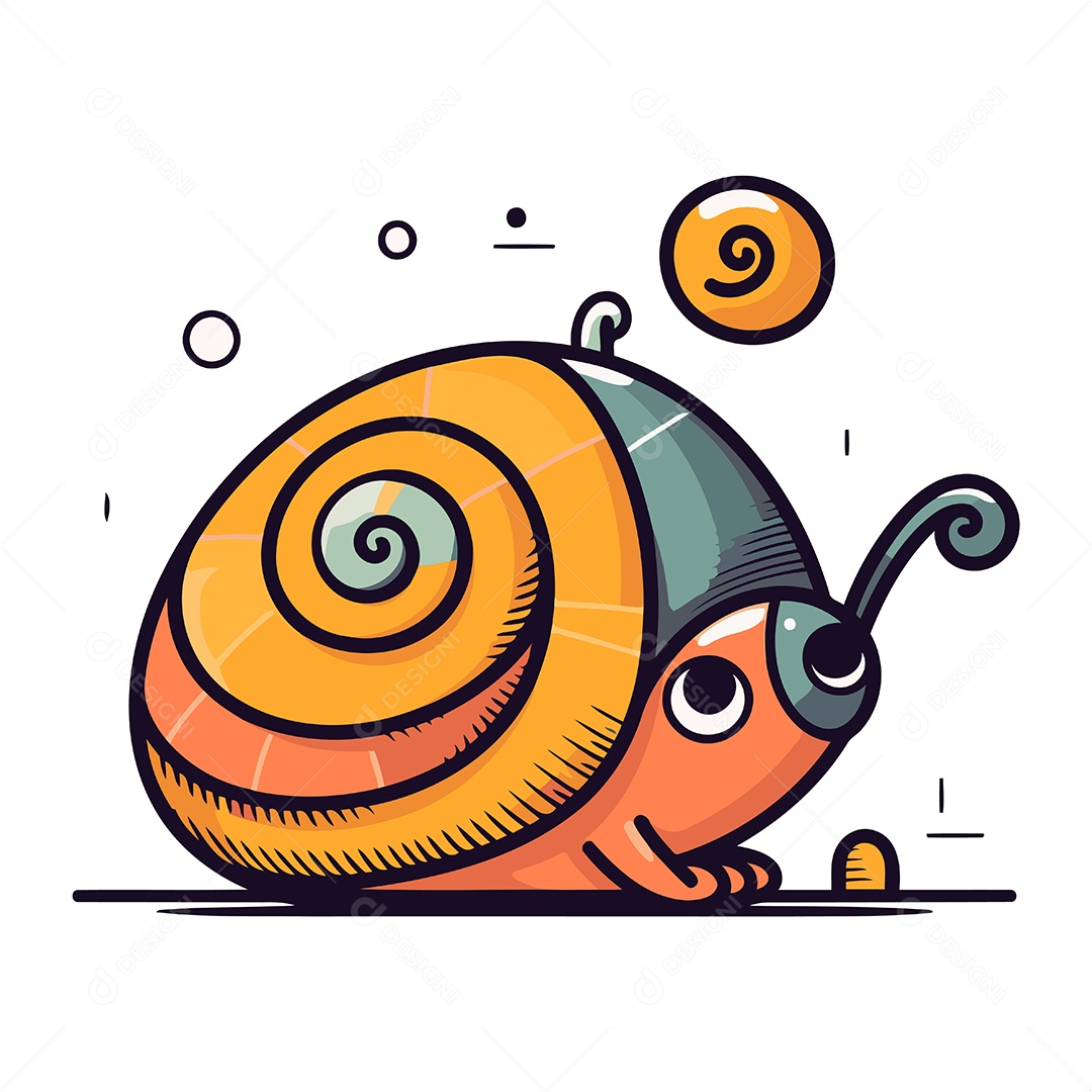 Caracol Fofo de Desenho Animado Ilustração Vetor EPS
