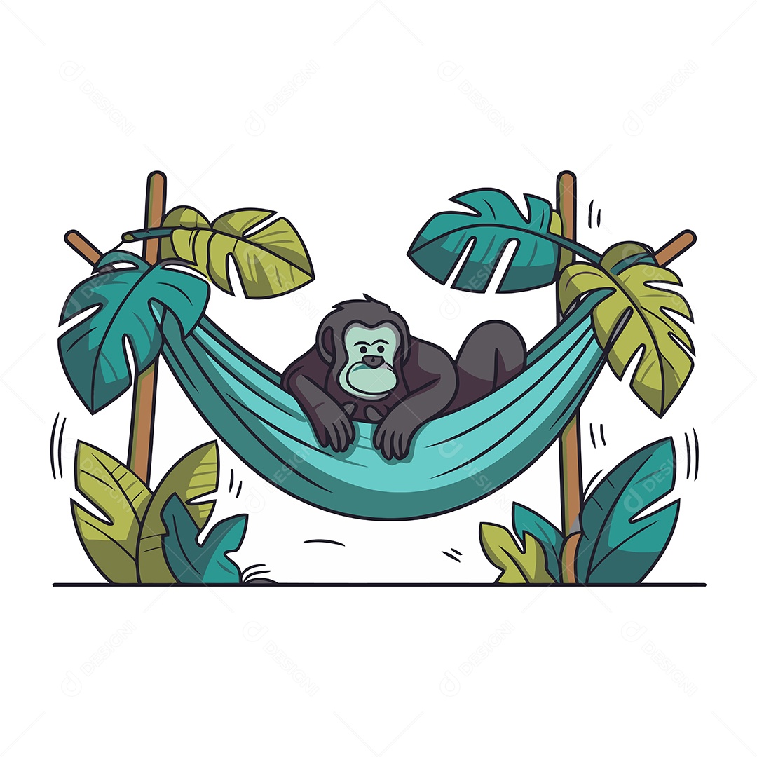 Macaco em uma Rede Ilustração Vetor EPS