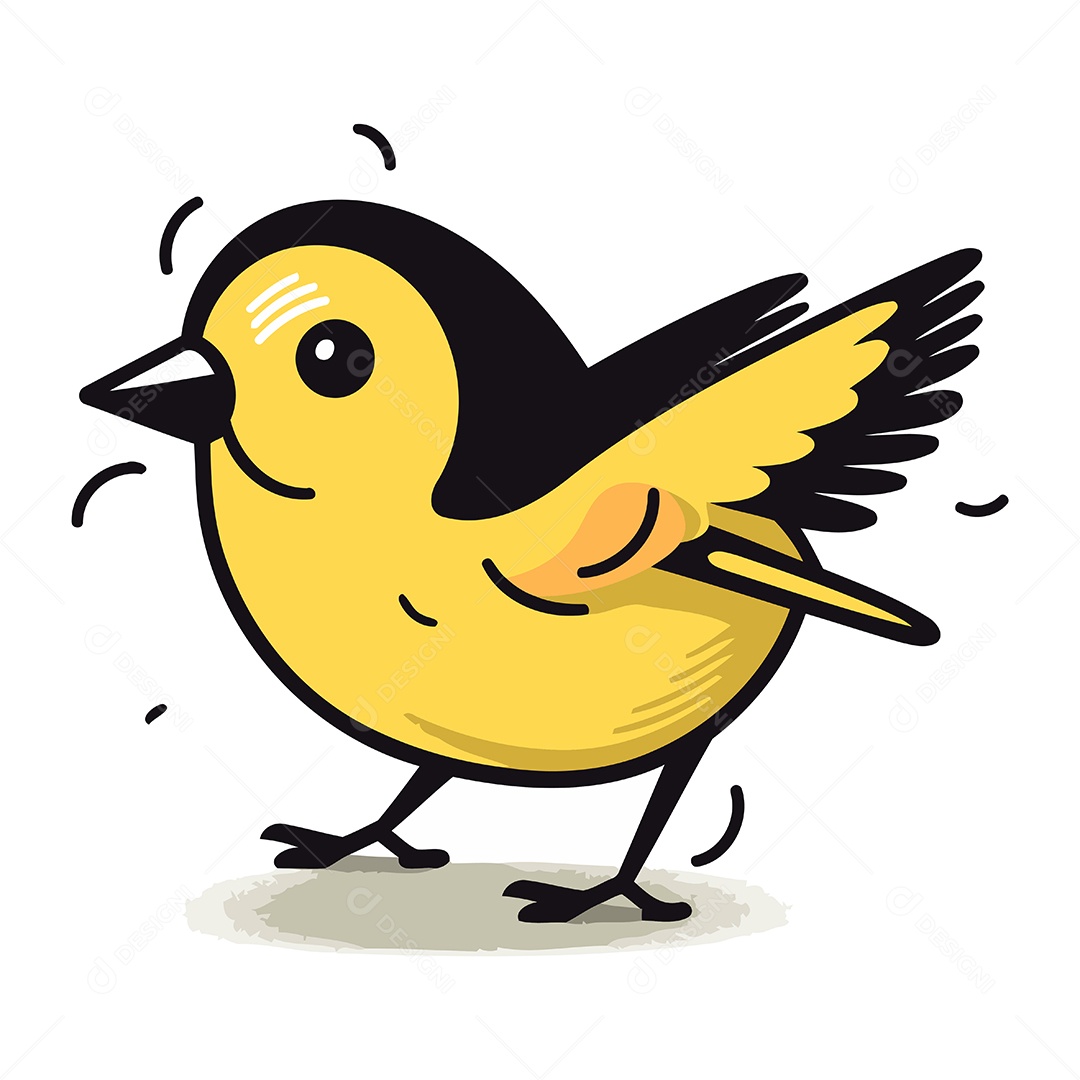 Passarinho Amarelo Fofo Ilustração Vetor EPS