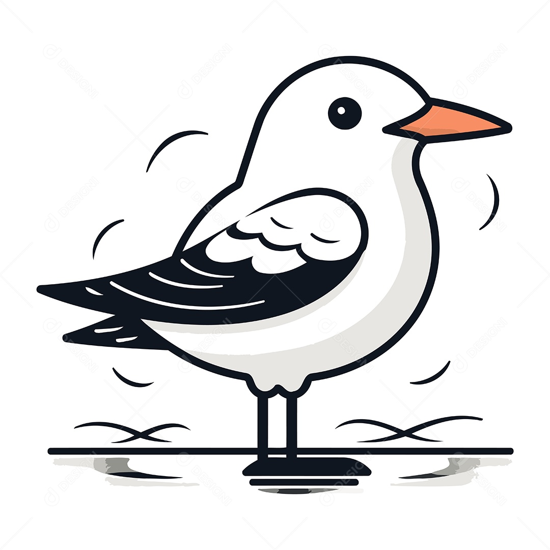 Gaivota de Desenho Animado Ilustração Vetor EPS