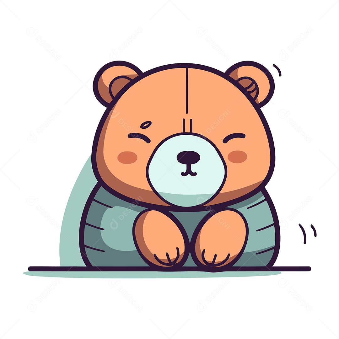 Urso Fofo de Desenho Animado Ilustração Vetor EPS