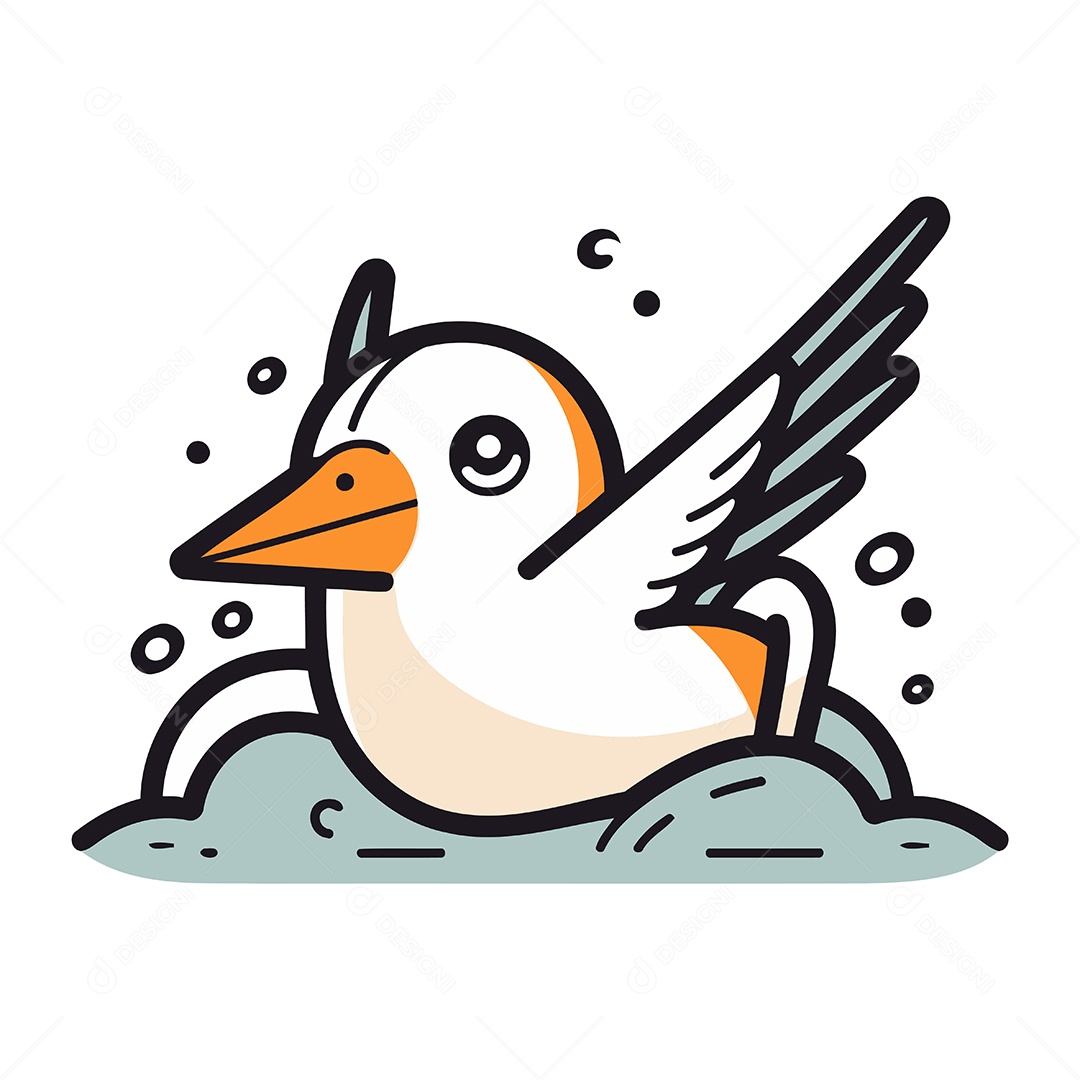 Gaivota de Desenho Animado Ilustração Vetor EPS