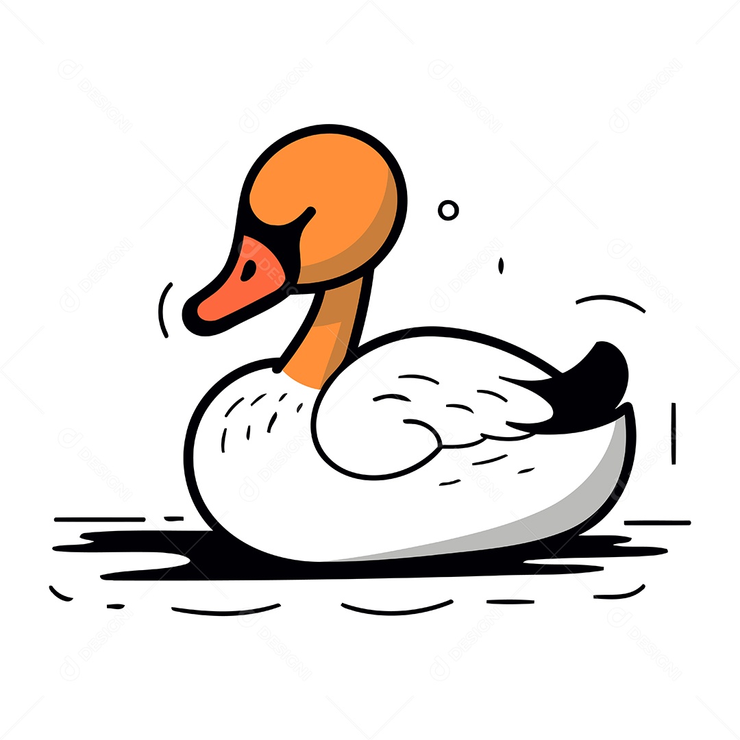 Cisne de Desenho Animado Ilustração Vetor EPS