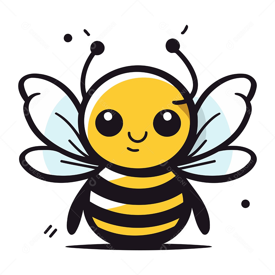Abelha Fofa de Desenho Animado Ilustração Vetor EPS