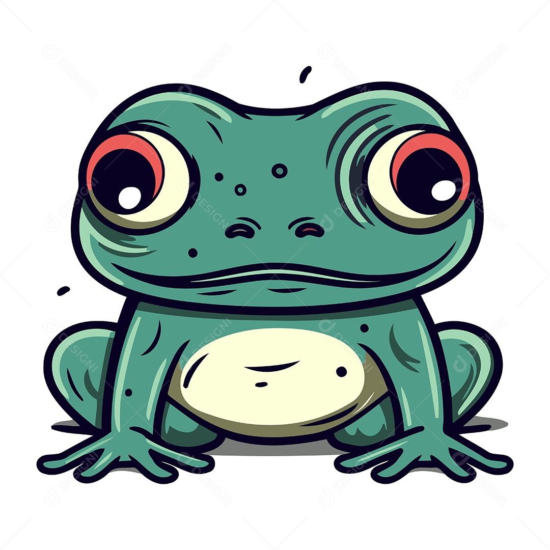 Sapo Fofo de Desenho Animado Ilustração Vetor EPS