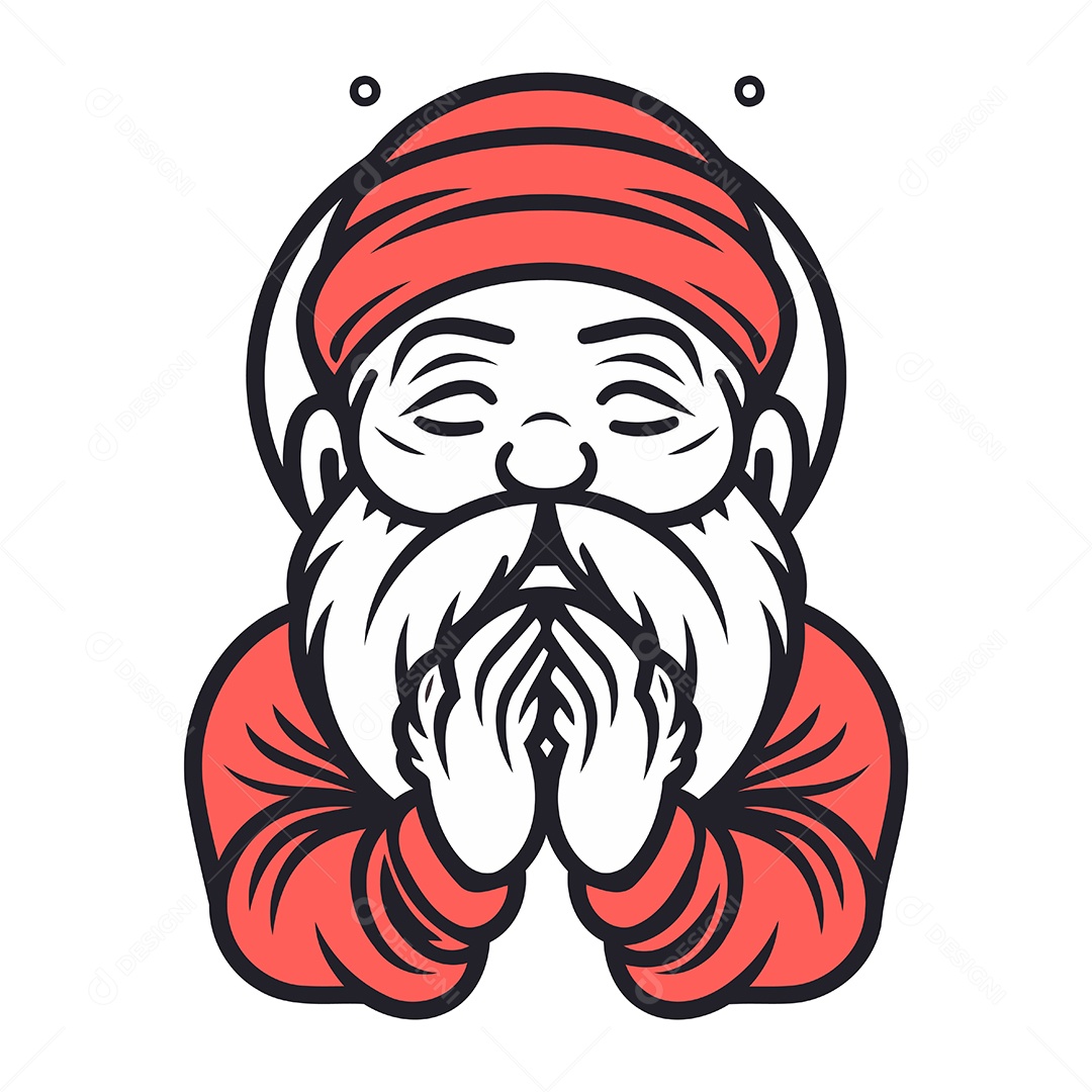 Papai Noel com Chapéu Vermelho e Barba Ilustração Vetor EPS