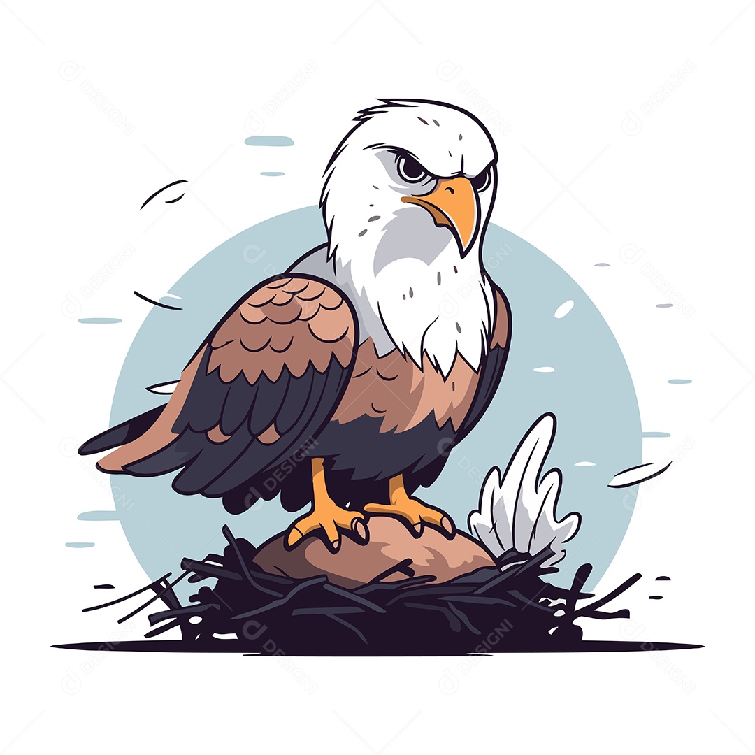 Águia Americana de Desenho Animado Ilustração Vetor EPS