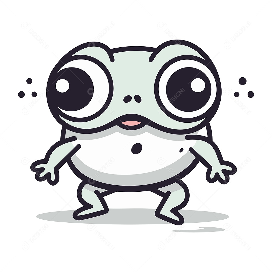 Sapo Fofo de Desenho Animado Ilustração Vetor EPS