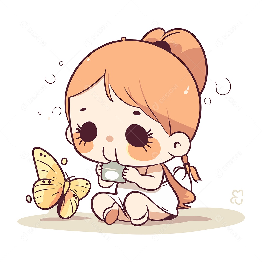 Menina de Desenho Animado Ilustração Vetor EPS