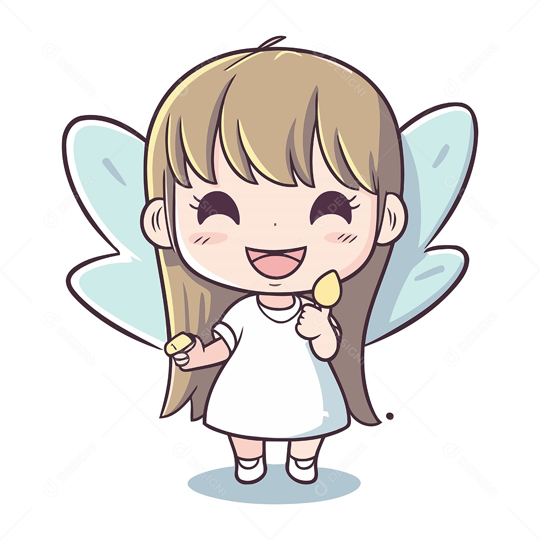 Fada Fofa de Desenho Animado Ilustração Vetor EPS