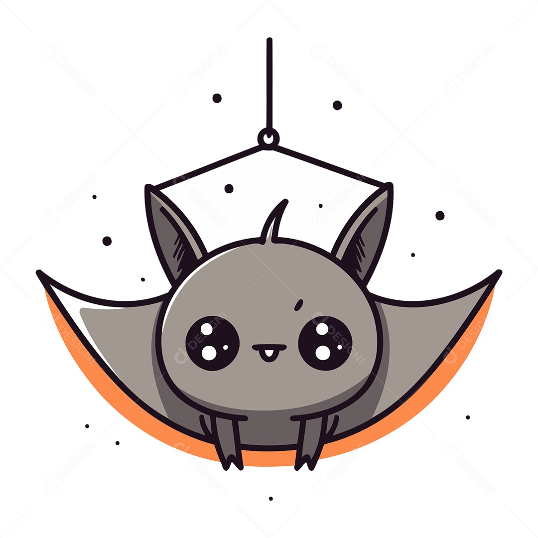 Morcego Fofo de Desenho Animado Ilustração Vetor EPS