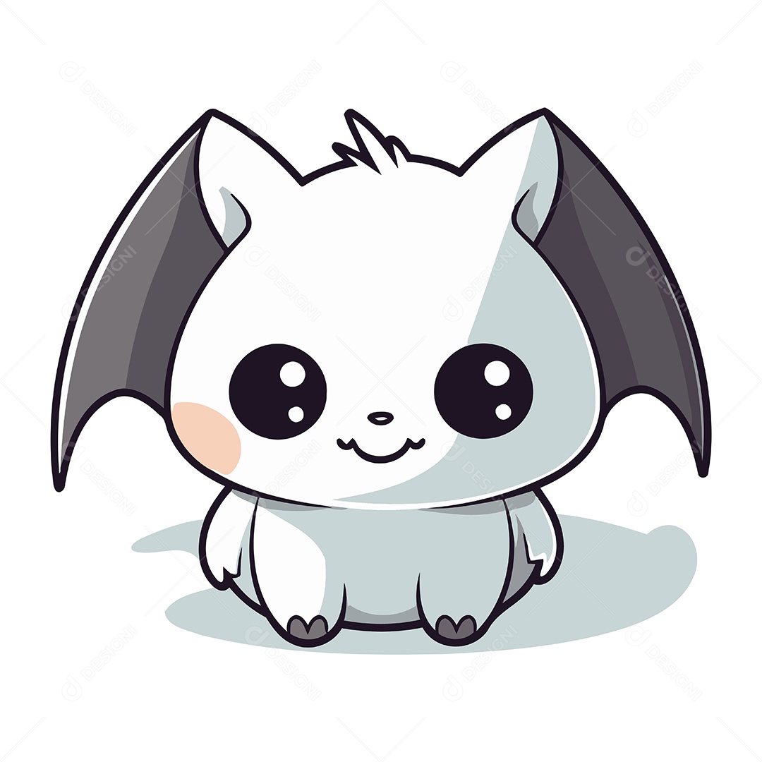 Morcego Fofo de Desenho Animado Ilustração Vetor EPS
