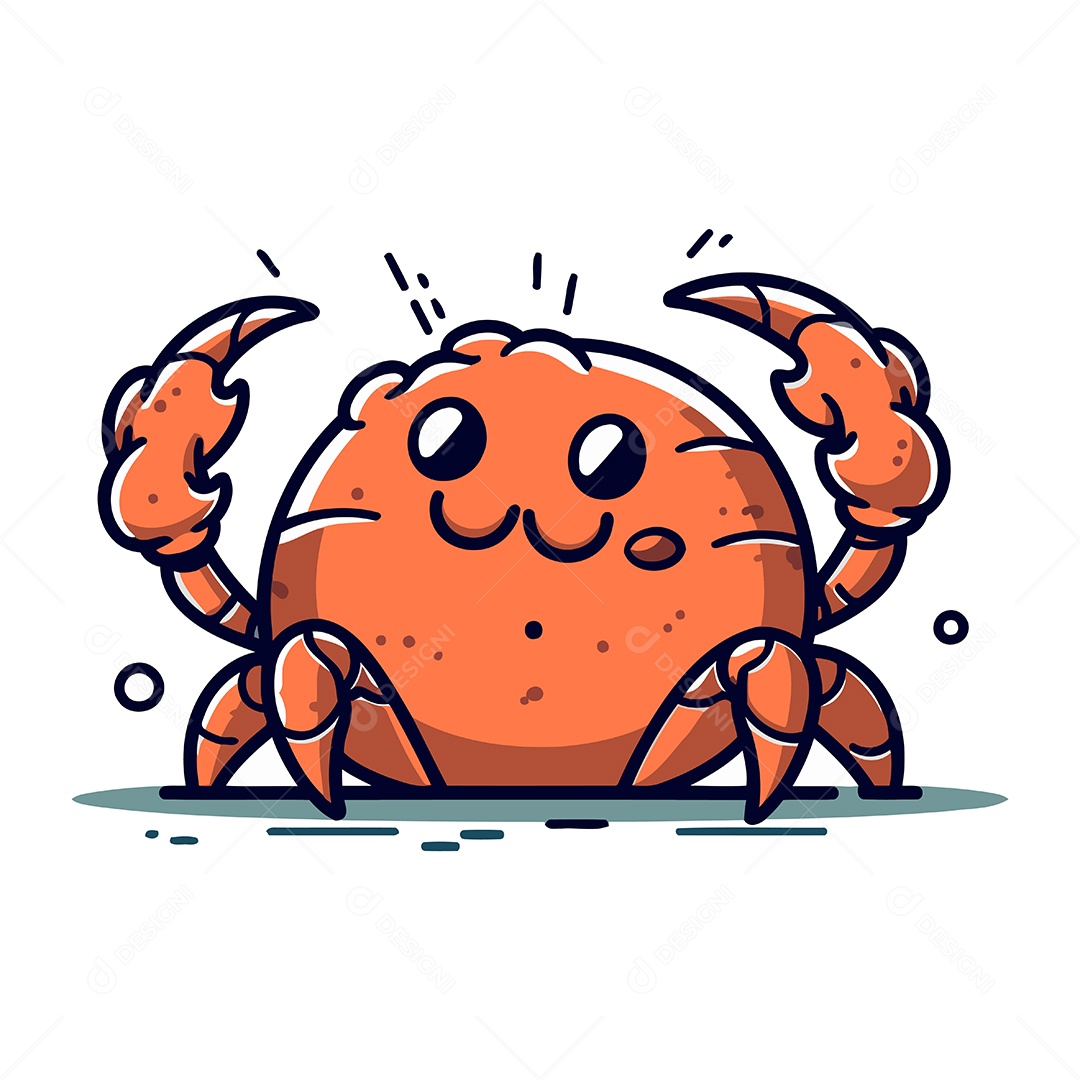 Caranguejo Fofo de Desenho Animado Ilustração Vetor EPS