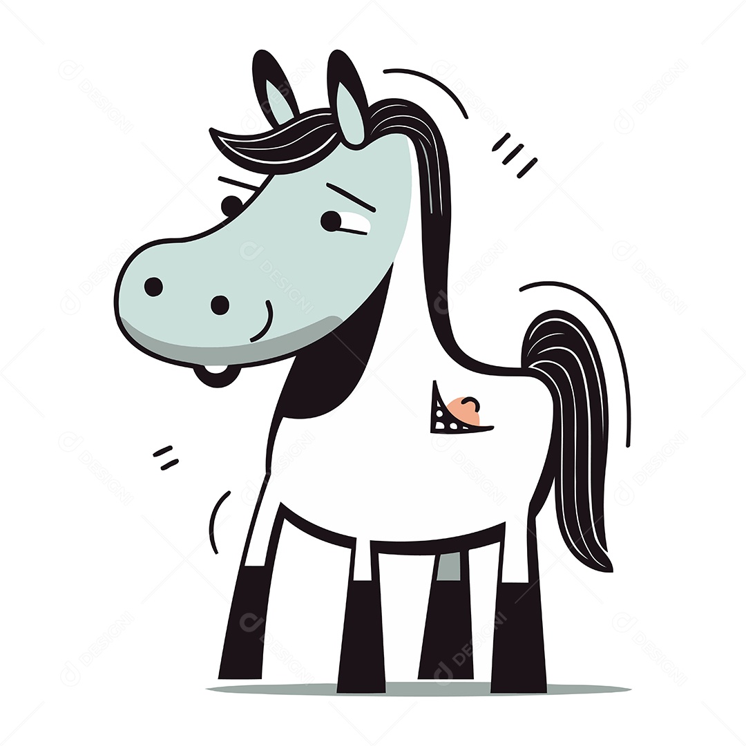 Cavalo de Desenho Animado Ilustração Vetor EPS