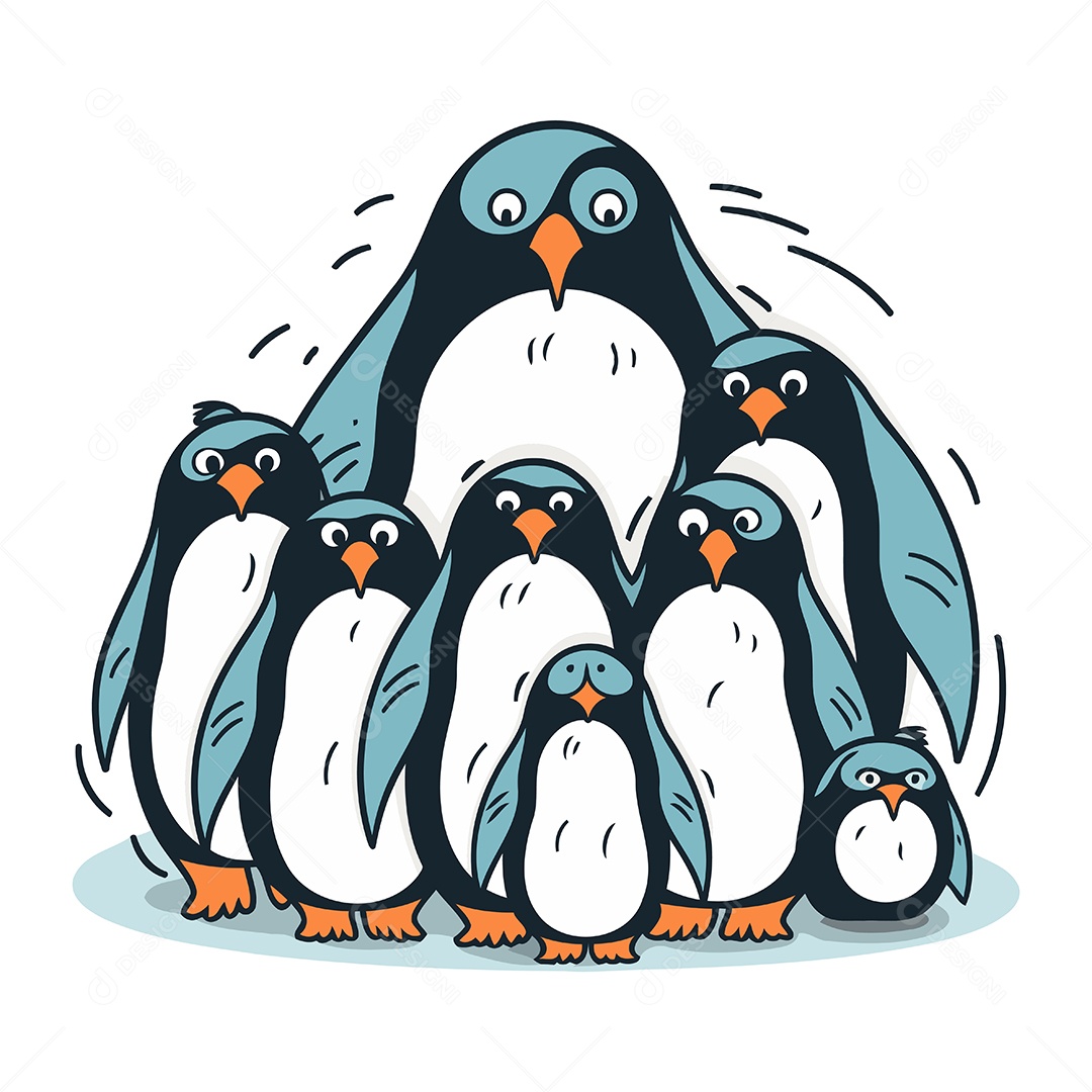 Pinguins de Desenho Animado Ilustração Vetor EPS