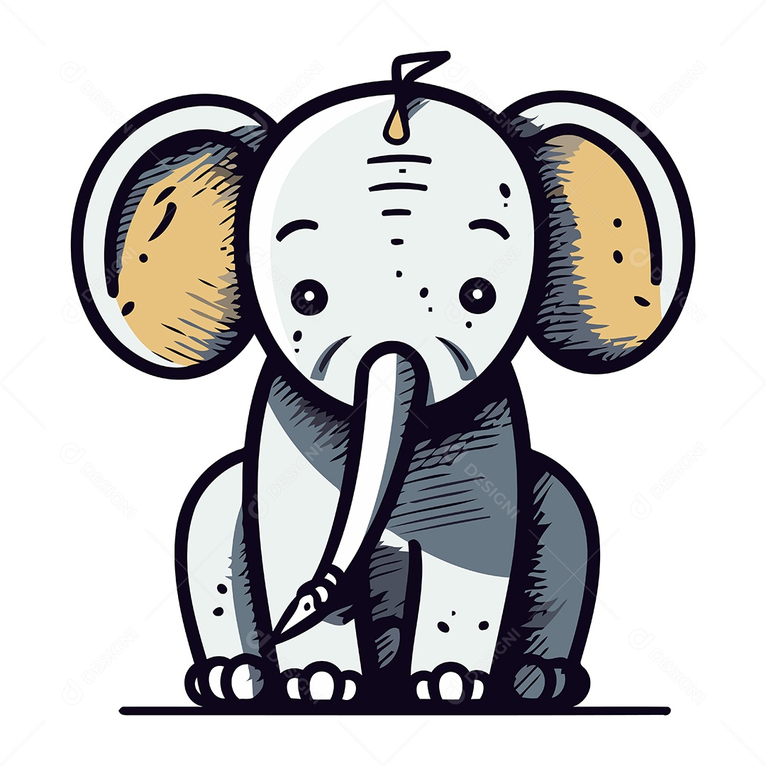 Elefante de Desenho Animado Ilustração Vetor EPS