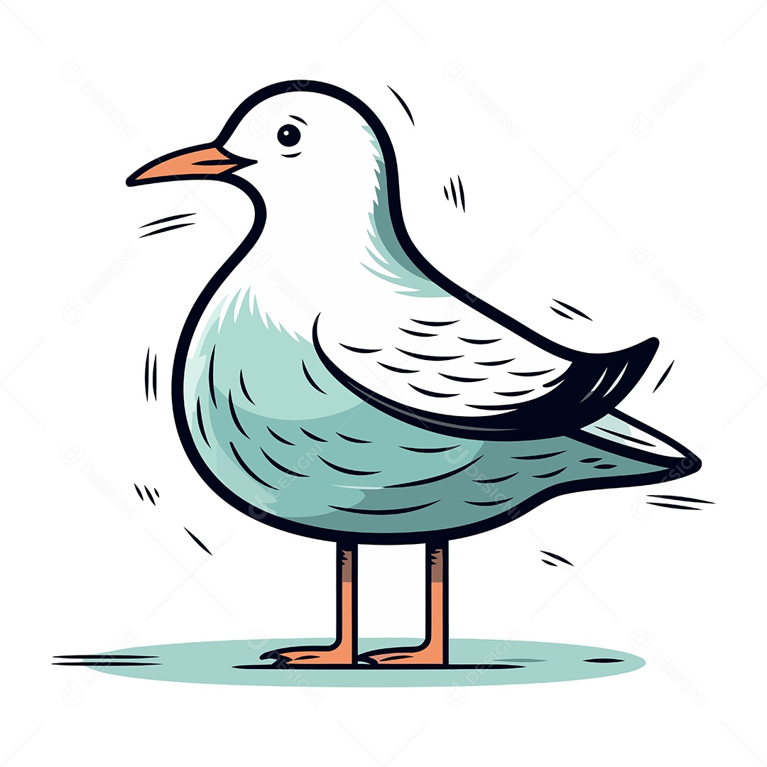 Gaivota de Desenho Animado Ilustração Vetor EPS