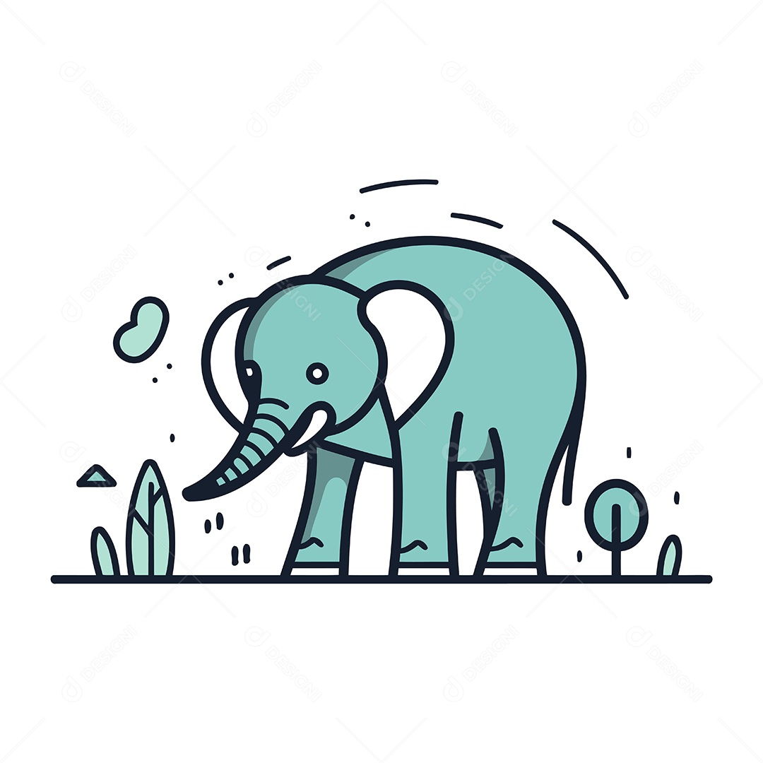 Elefante de Desenho Animado Ilustração Vetor EPS