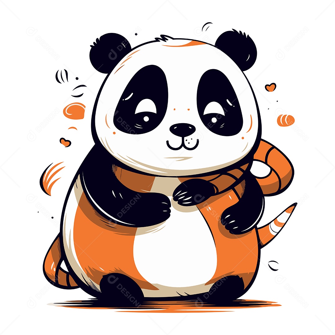 Panda Fofo de Desenho Animado Ilustração Vetor EPS