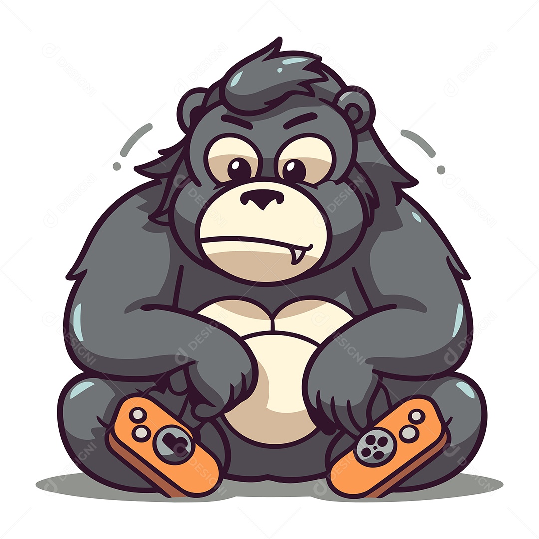 Gorila Fofo de Desenho Animado Ilustração Vetor EPS