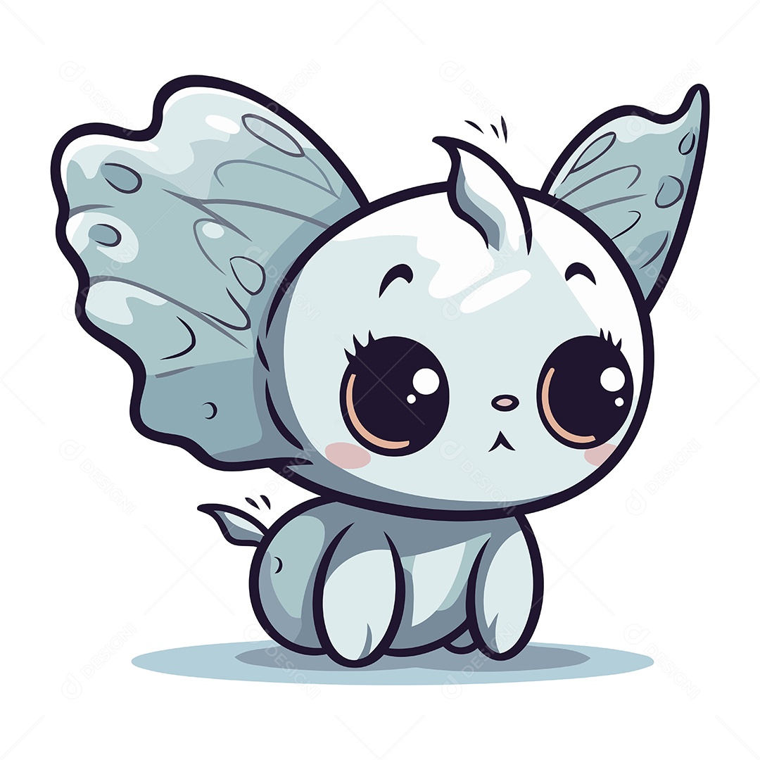 Borboleta Fofa de Desenho Animado Ilustração Vetor EPS