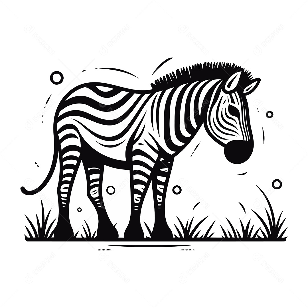 Zebra Fofa de Desenho Animado Ilustração Vetor EPS